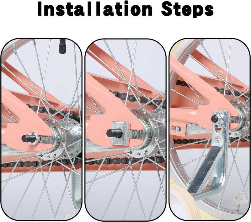 Glerc Adjustable Bicycle Training Wheels Heavy Duty Rear with Stabilizers Mounted Kit for Kids Boy Girls Suitable for 18 inch Children Bikes, Sliver - Image 3
